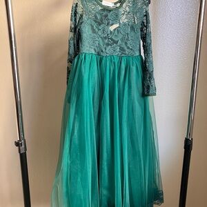 Emerald Green Lace Kids Dress